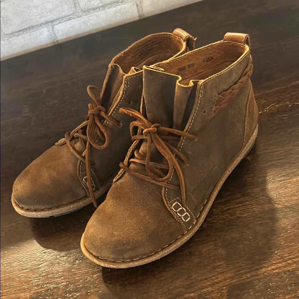 Born Brown Lace Up Boots with Classic Suede Finish